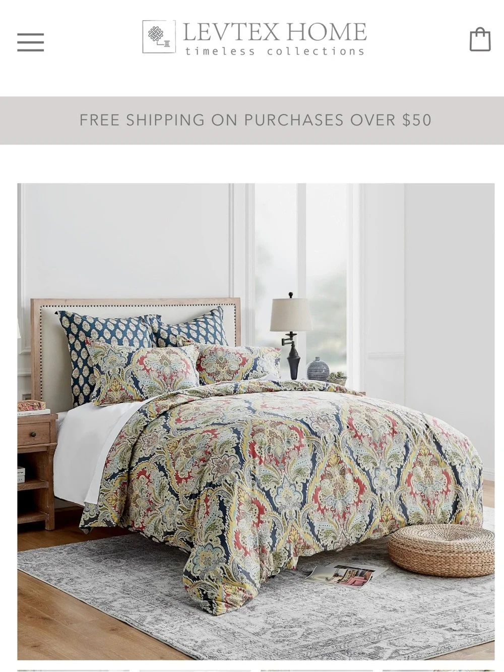 Levtex Multicolor Paisley Quilt Set in Blue, Red, Cream, Yellow.. 💙